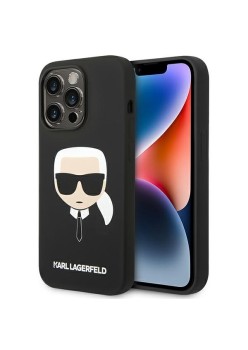 Husa pentru iPhone 14 Pro Max - Karl Lagerfeld Silicone (KLHCP14XSLKHBK) - Karls Head
