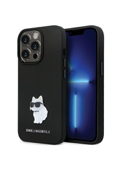 Husa pentru iPhone 14 Pro Max - Karl Lagerfeld Silicone (KLHCP14XSMHCNPK) - Choupette Metal Pin