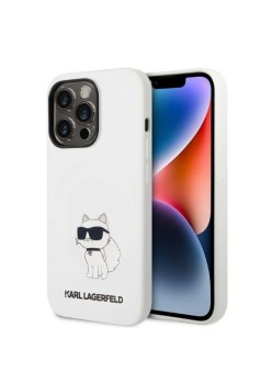 Husa pentru iPhone 14 Pro Max - Karl Lagerfeld Silicone (KLHCP14XSNCHBCH) - White Choupette
