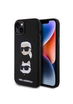 Husa pentru iPhone 15 Plus / iPhone 14 Plus - Karl Lagerfeld Silicone (KLHCP15MSDHKCNK) - KarlandChoupette Head