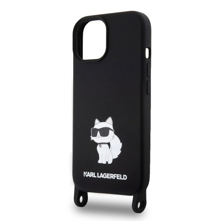 Husa pentru iPhone 15 / iPhone 14 / iPhone 13 - Karl Lagerfeld Silicone Crossbody (KLHCP15SSCBSCNK) - Choupette
