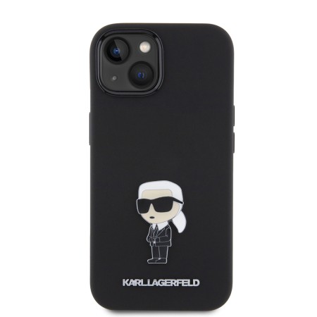Husa pentru iPhone 15 / iPhone 14 / iPhone 13 - Karl Lagerfeld Silicone (KLHCP15SSMHKNPK) - Ikonik Metal Pin