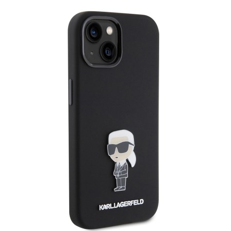 Husa pentru iPhone 15 / iPhone 14 / iPhone 13 - Karl Lagerfeld Silicone (KLHCP15SSMHKNPK) - Ikonik Metal Pin