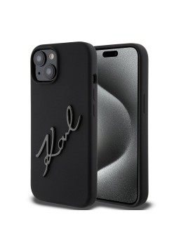 Husa pentru iPhone 15 / iPhone 14 / iPhone 13 - Karl Lagerfeld Silicone (KLHCP15SSKSBMCK) - Karl Script