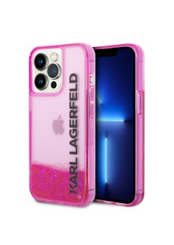 Husa pentru iPhone 14 Pro - Karl Lagerfeld Hardcase Liquid Glitter (KLHCP14LLCKVF) - Pink Elong