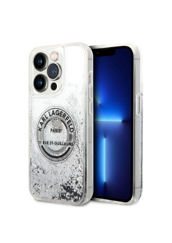 Husa pentru iPhone 14 Pro - Karl Lagerfeld Hardcase Liquid Glitter (KLHCP14LLCRSGRS) - Silver RSG