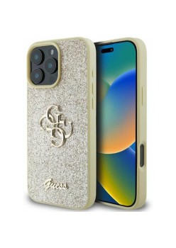 Husa pentru iPhone 16 Pro - Guess Glitter Fixed Big 4G (GUHCP16LHG4SGD) - Gold