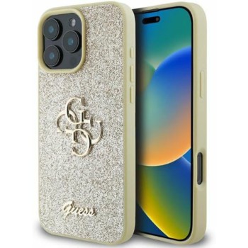 Husa pentru iPhone 16 Pro Max - Guess Glitter Fixed Big 4G (GUHCP16XHG4SGD) - Gold