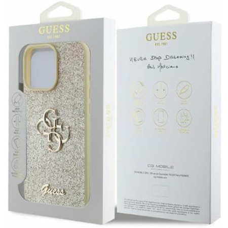 Husa pentru iPhone 16 Pro Max - Guess Glitter Fixed Big 4G (GUHCP16XHG4SGD) - Gold