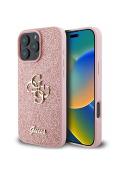 Husa pentru iPhone 16 Pro Max - Guess Glitter Fixed Big 4G (GUHCP16XHG4SGP) - Pink