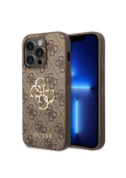 Husa pentru iPhone 15 Pro Max - Guess Hardcase 4G Big Metal Logo (GUHCP15X4GMGBR) - Brown
