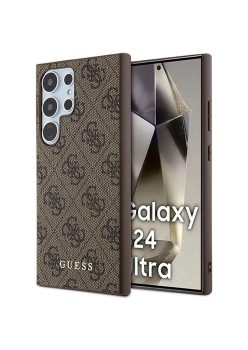 Husa pentru Samsung Galaxy S24 Ultra - Guess Hardcase 4G Metal Gold Logo (GUHCS24LG4GFBR) - Brown