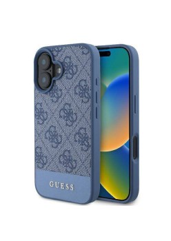 Husa pentru iPhone 16 - Guess Hardcase 4G Bottom Stripe (GUHCP16SG4GLBL) - Blue