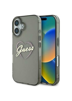 Husa pentru iPhone 16 - Guess Hardcase IML Heart (GUHCP16SHCHGSPK) - Black