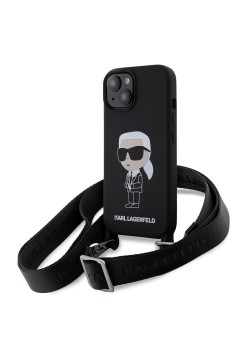 Husa pentru iPhone 15 / iPhone 14 / iPhone 13 - Karl Lagerfeld Silicone Crossbody (KLHCP15SSCBSKNK) - Ikonik