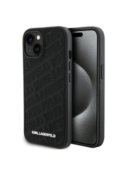 Husa pentru iPhone 15 Plus / iPhone 14 Plus - Karl Lagerfeld Diagonal Quilted K Pattern (KLHCP15MPQKPMK) - Black