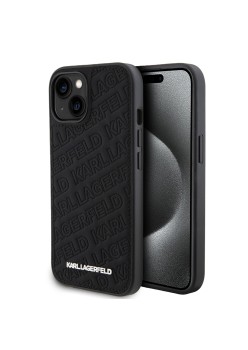 Husa pentru iPhone 15 / iPhone 14 / iPhone 13 - Karl Lagerfeld Diagonal Quilted K Pattern (KLHCP15SPQKPMK) - Black