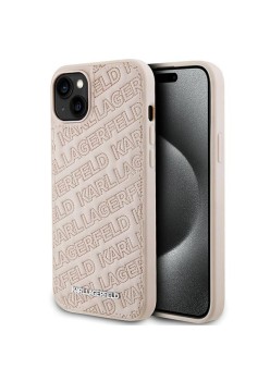 Husa pentru iPhone 15 / iPhone 14 / iPhone 13 - Karl Lagerfeld Diagonal Quilted K Pattern (KLHCP15SPQKPMP) - Pink