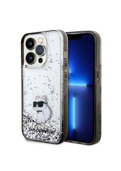 Husa pentru iPhone 14 Pro - Karl Lagerfeld Hardcase Liquid Glitter (KLHCP14LLKCNSK) - Choupette