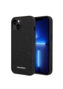 Husa pentru iPhone 15 Plus / iPhone 14 Plus - Karl Lagerfeld Hardcase Glitter (KLHCP14MG2ELK) - Plaque Logo