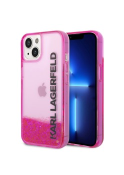 Husa pentru iPhone 15 Plus / iPhone 14 Plus - Karl Lagerfeld Hardcase Liquid Glitter (KLHCP14MLCKVF) - Pink Elong
