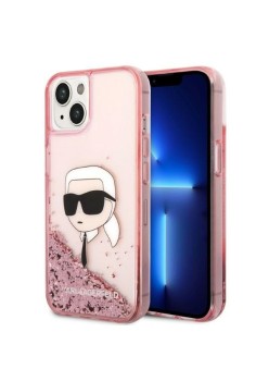 Husa pentru iPhone 15 Plus / iPhone 14 Plus - Karl Lagerfeld Hardcase Glitter (KLHCP14MLNKHCP) - Pink Karl Head