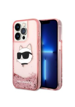 Husa pentru iPhone 14 Pro Max - Karl Lagerfeld Hardcase Glitter (KLHCP14XLNCHCP) - Pink Choupette Head