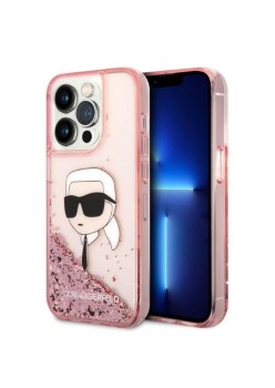 Husa pentru iPhone 14 Pro Max - Karl Lagerfeld Hardcase Glitter (KLHCP14XLNKHCP) - Pink Karl Head