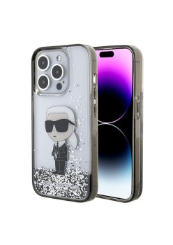 Husa pentru iPhone 15 Pro - Karl Lagerfeld Hardcase Liquid Glitter (KLHCP15LLKKNSK) - Transparent Ikonik