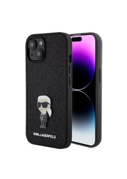 Husa pentru iPhone 15 / iPhone 14 / iPhone 13 - Karl Lagerfeld Hardcase Glitter Fixed (KLHCP15SGKNPSK) - Ikonik Logo
