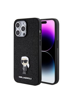 Husa pentru iPhone 15 Pro Max - Karl Lagerfeld Hardcase Glitter Fixed (KLHCP15XGKNPSK) - Ikonik Logo