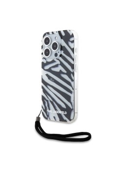Husa pentru iPhone 15 Pro - Karl Lagerfeld IML Luxury (KLHCP15LHZBPKCCK) - Zebra PatternandCord
