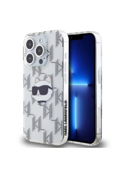 Husa pentru iPhone 15 Pro - Karl Lagerfeld IML Luxury (KLHCP15LHKLPCHT) - Clear Choupette HeadandMonogram