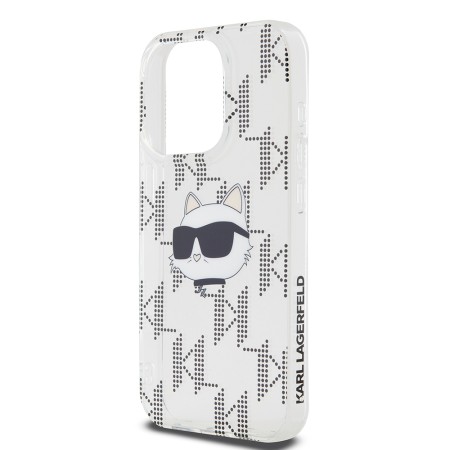 Husa pentru iPhone 15 Pro - Karl Lagerfeld IML Luxury (KLHCP15LHKLPCHT) - Clear Choupette HeadandMonogram