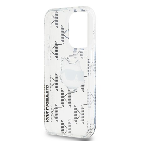 Husa pentru iPhone 15 Pro - Karl Lagerfeld IML Luxury (KLHCP15LHKLPCHT) - Clear Choupette HeadandMonogram