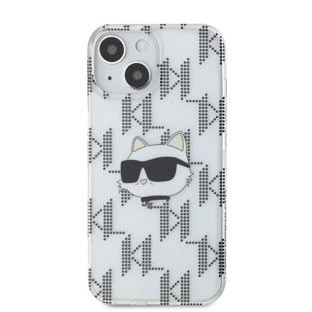 Husa pentru iPhone 15 / iPhone 14 / iPhone 13 - Karl Lagerfeld IML Luxury (KLHCP15SHKLPCHT) - Transparent Choupette HeadandMonogram
