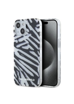 Husa pentru iPhone 15 / iPhone 14 / iPhone 13 - Karl Lagerfeld IML Luxury (KLHCP15SHZBPKCCK) - Zebra PatternandCord