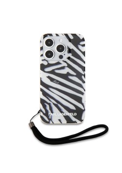 Husa pentru iPhone 15 Pro Max - Karl Lagerfeld IML Luxury (KLHCP15XHZBPKCCK) - Zebra PatternandCord