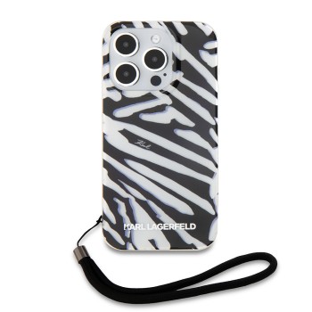 Husa pentru iPhone 15 Pro Max - Karl Lagerfeld IML Luxury (KLHCP15XHZBPKCCK) - Zebra PatternandCord