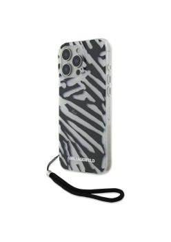 Husa pentru iPhone 16 Pro - Karl Lagerfeld IML Luxury (KLHCP16LHZBPKCCK) - Zebra PatternandCord