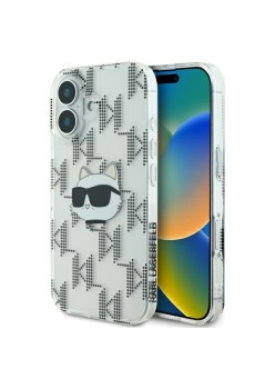 Husa pentru iPhone 16 - Karl Lagerfeld IML Luxury Electroplated (KLHCP16SHKLPCHT) - Transparent Choupette Head