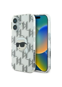 Husa pentru iPhone 16 - Karl Lagerfeld IML Luxury Electroplated (KLHCP16SHKLPKHT) - Transparent Karl Head