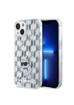 Husa iPhone 15 / iPhone 14 / iPhone 13 - Karl Lagerfeld Hardcase Monogram (KLHCP15SHNCMKLT) - Transparent Choupette