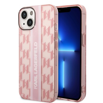 Husa iPhone 15 Plus / iPhone 14 Plus - Karl Lagerfeld Hardcase Monogram (KLHCP14MHKLSPCP) - Pink Stripe
