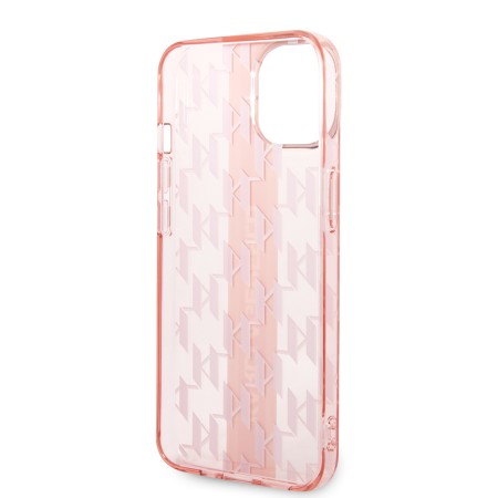 Husa iPhone 15 Plus / iPhone 14 Plus - Karl Lagerfeld Hardcase Monogram (KLHCP14MHKLSPCP) - Pink Stripe