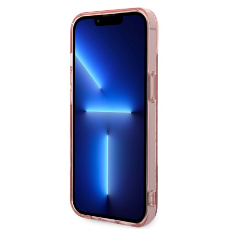 Husa iPhone 15 Plus / iPhone 14 Plus - Karl Lagerfeld Hardcase Monogram (KLHCP14MHKLSPCP) - Pink Stripe