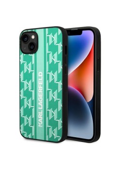 Husa iPhone 15 Plus / iPhone 14 Plus - Karl Lagerfeld Hardcase Monogram (KLHCP14MPGKLSKN) - Green Stripe