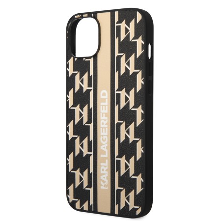 Husa iPhone 15 Plus / iPhone 14 Plus - Karl Lagerfeld Hardcase Monogram (KLHCP14MPGKLSKW) - Brown Stripe