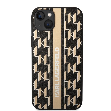 Husa iPhone 15 Plus / iPhone 14 Plus - Karl Lagerfeld Hardcase Monogram (KLHCP14MPGKLSKW) - Brown Stripe