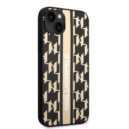 Husa iPhone 15 Plus / iPhone 14 Plus - Karl Lagerfeld Hardcase Monogram (KLHCP14MPGKLSKW) - Brown Stripe